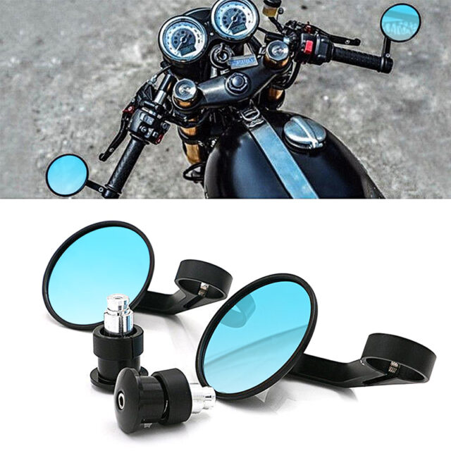 DERI Motorcycle Rear View Mirror Black 7 8 Round CNC Cafe Racer Parts