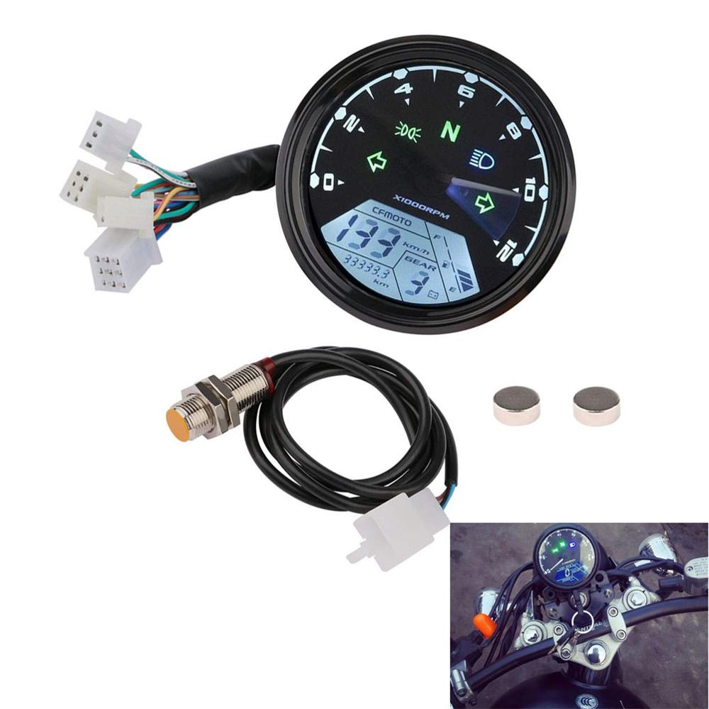 Lcd Digital Motorcycle Speedometer Universal Waterproof Black 12000rpm 8