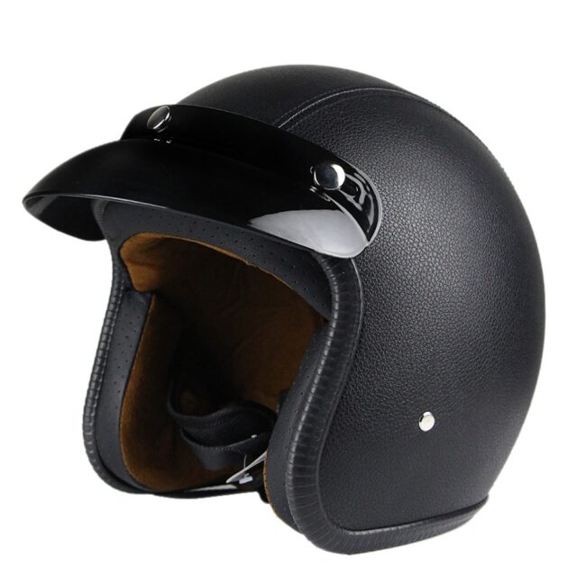 Motorcycle Helmet Leather Vintage Cafe Racer Chopper Retro ...