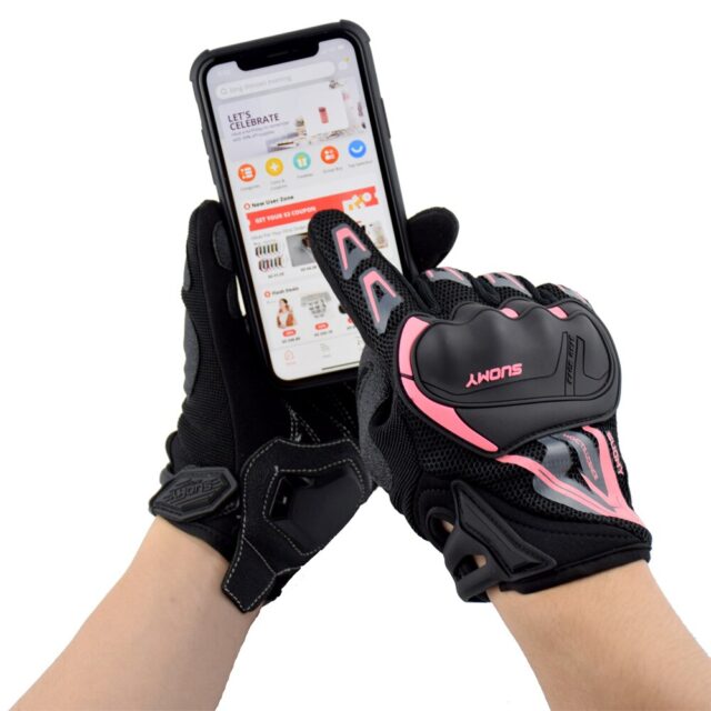 SUOMY Motorcycle Gloves Women Men Summer Breathable Pink Touch Screen