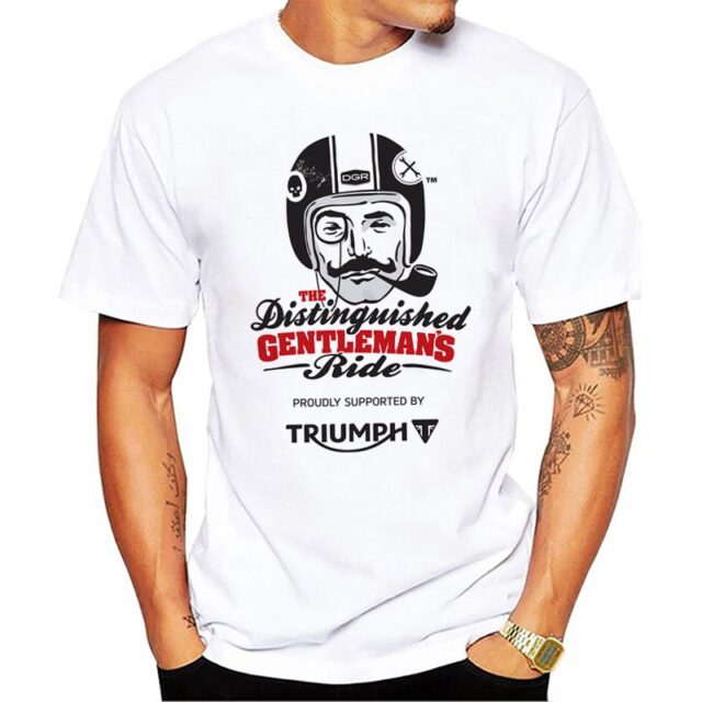 Men Triumph T Shirt Motorcycles and Biker White Print Graphic Tees