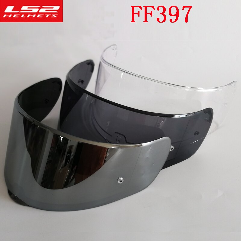Original LS2 FF397 fiberglass full face motorcycle helmet sun visor black silver clear lens